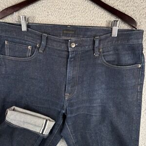 Uniqlo Jeans Mens 36x32 Slim Dark Wash Kaihara Selvedge Denim